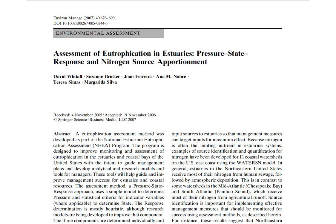Application and sensitivity testing of a eutrophication assessment method on coastal systems in the United States and European Union (2007)