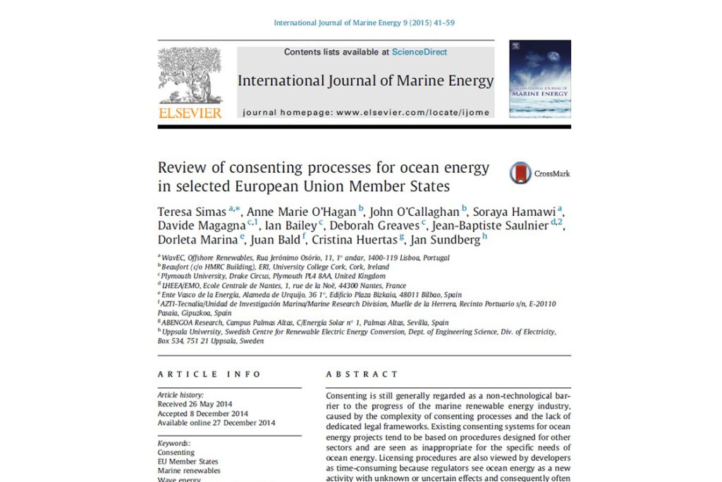 Review of consenting processes for ocean energy in selected European Union Member States (2015)