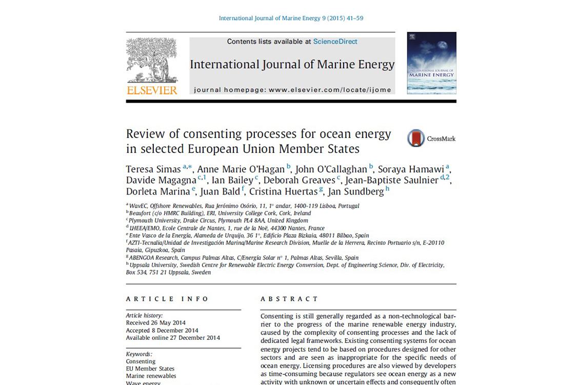 Review of consenting processes for ocean energy in selected European Union Member States (2015)