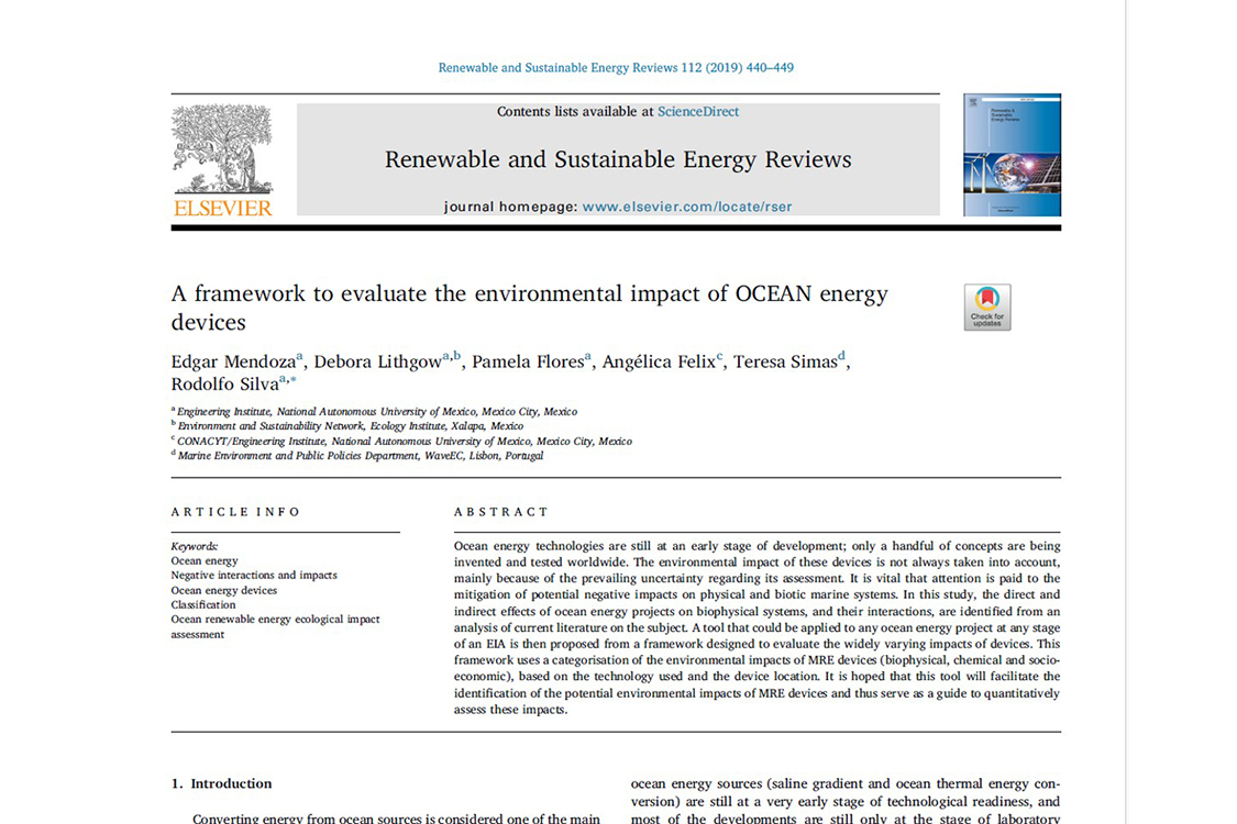 A framework to evaluate the environmental impact of OCEAN energy devices (2019)