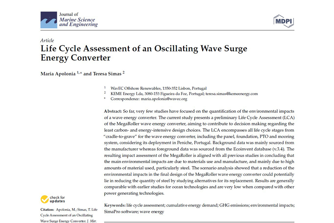 Life Cycle Assessment of an oscillating wave surge energy converter (2021)